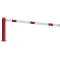 Compact hand barrier | with fixed support post | clear width: 1500 mm | with tringular look | hot-dip galvanized and coated red / white